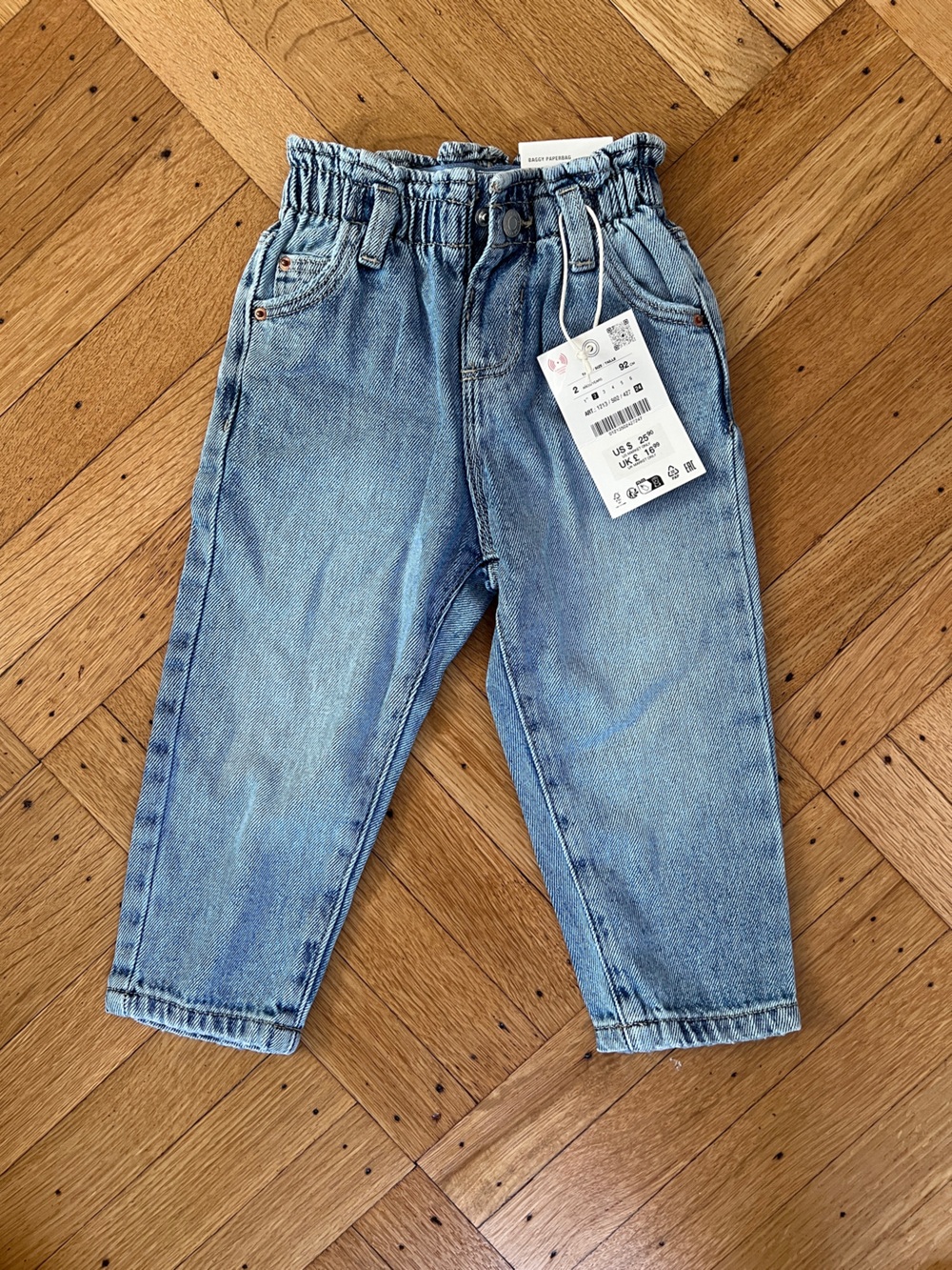 Zara Light Blue Elastic-Waist Kids Jeans